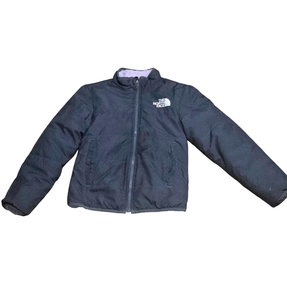 The North Face Girls Reversible Mossbud Swirl Jacket Grey Purple Size XS 6